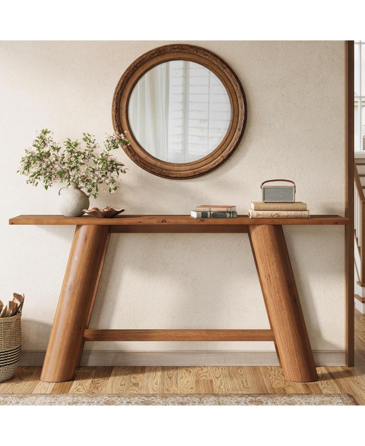 Tribesigns Solid Wood Console Table, 70.9-Inch Narrow Long Sofa Table Behind Couch, Farmhouse Wooden Entryway Furniture, Rustic Brown
