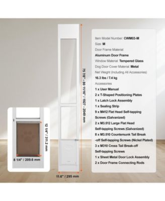 Aluminum Sliding Glass Pet Door Insert, Adjustable Height, Small