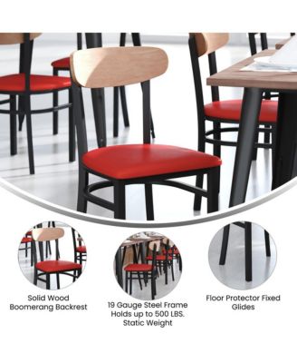 Yara Industrial Dining Chair with Rolled Steel Frame and Solid Wood Seat - 500 lbs. Static Weight Capacity