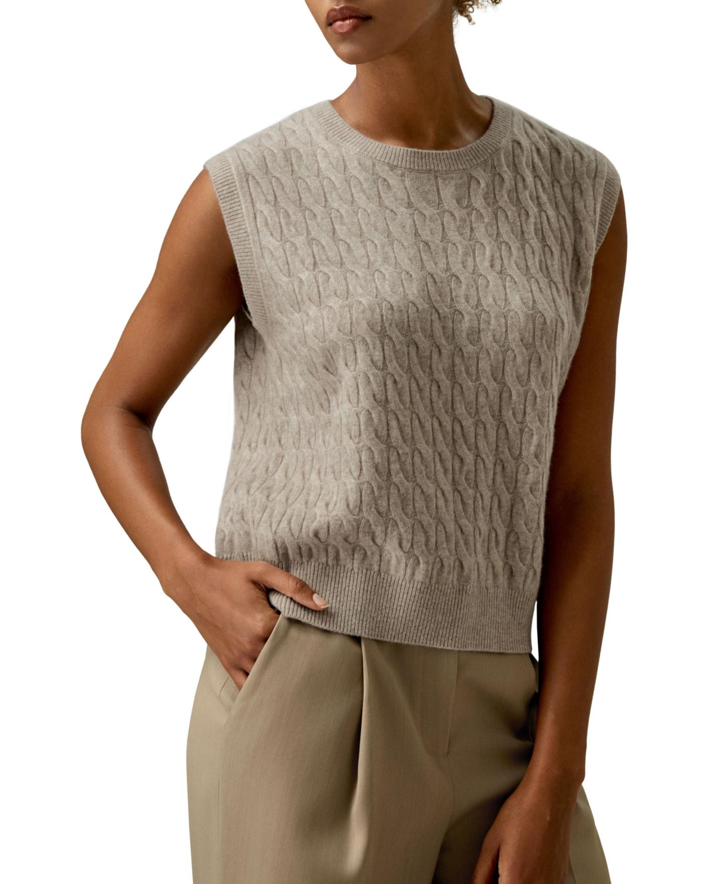 Женский жилет LILYSILK Baby Cashmere Sweater Vest, цвет: Верблюжий — фото 1