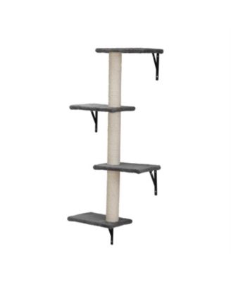 5 Pcs Wall Mounted Cat Tree Furniture with Scratching Board in Grey