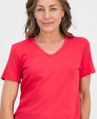 Petite Cotton V-Neck Top