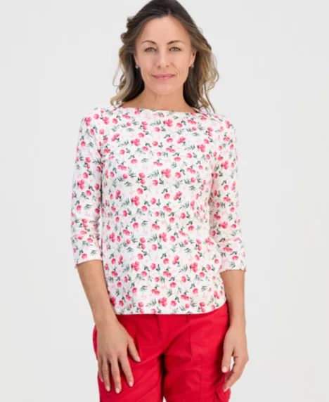Petite Cotton Hydrangea Love Top - Egret Cmb