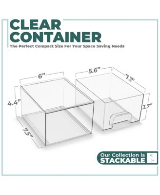 4 Pack Stackable Clear Pull-Out Storage Drawer Containers (4.4'' Tall)