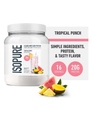 Clear Low Carb 100% Whey Protein Isolate Powder, Tropical Punch, 20g Protein, About 16 Servings