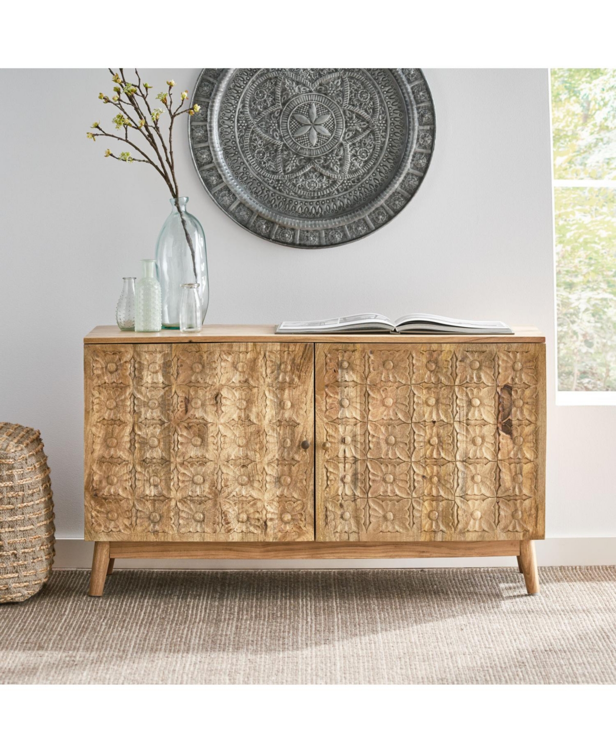 Streamdale Furniture Acacia & Mango Wood Boho Cabinet - Handcrafted