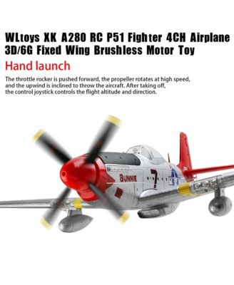 2.4G 4-Channel P51 RC Plane with Brushless Motor, 6G/3D Flight Modes, 6-Axis Gyro & LED Light