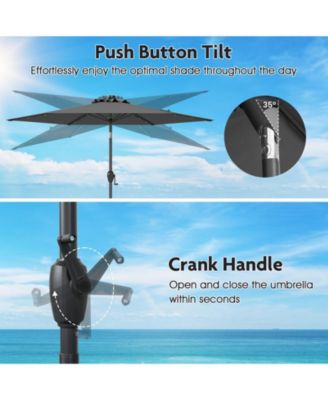 Solar Patio Umbrella with LED Lights and Crank Handle