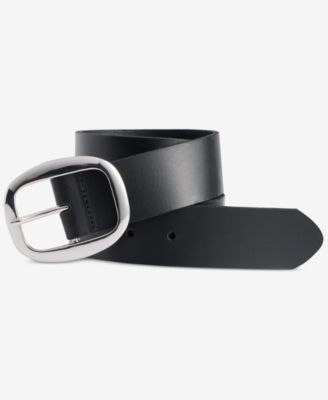 I.N.C International Concepts Centerbar Oval Buckle Leather Belt