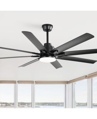 52-inch Modern Exquisite Black 8-Blade Ceiling Fans with Adjustable Led Lights and Intelligent Remote Control