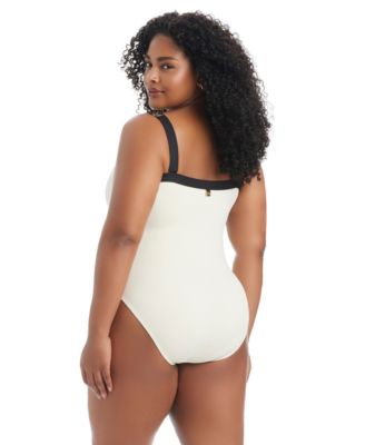 Plus Size Square Neck One-Piece Swimsuit