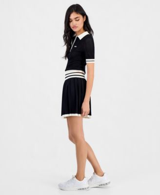 Women's Gabry Cropped Collared Polo Sweater & Gabry Pleated Sweater Mini Skirt