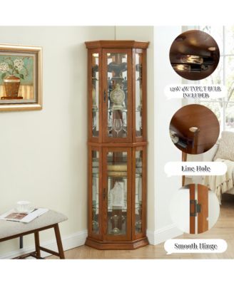 Streamdale Illuminated Glass Display Curio Cabinet with Adjustable Shelves