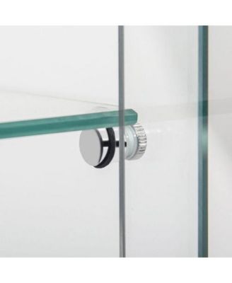 Black Tempered Glass Display Cabinet w/ Light & Adjustable Feet