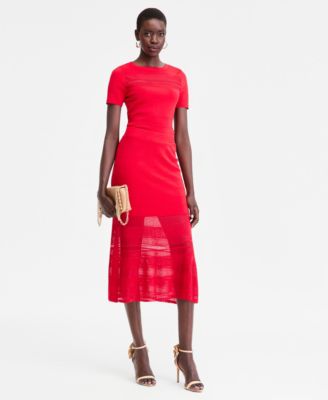 Women's Pointelle Stripe Sweater Skirt