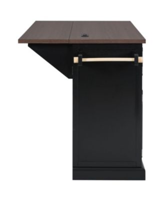 Kitchen Island with Drop Leaf & Power Outlet