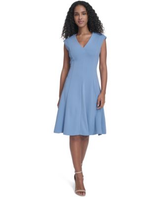 Women's Crepe V-Neck Midi Dress