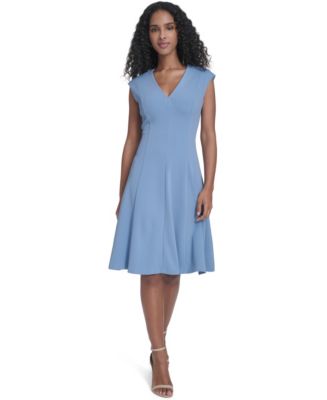 calvin klein round neck sleeveless illusion hem crepe a-line dress Cowl Neckline Ruched Mini Dress #17358D Pink / L
