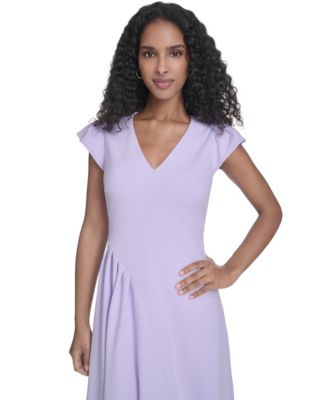 Women's Ruched V-Neck Midi Dress