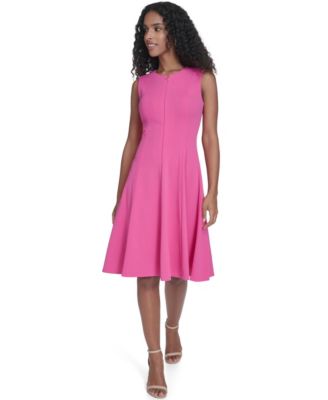 Women's Crepe Fit & Flare Midi Dress