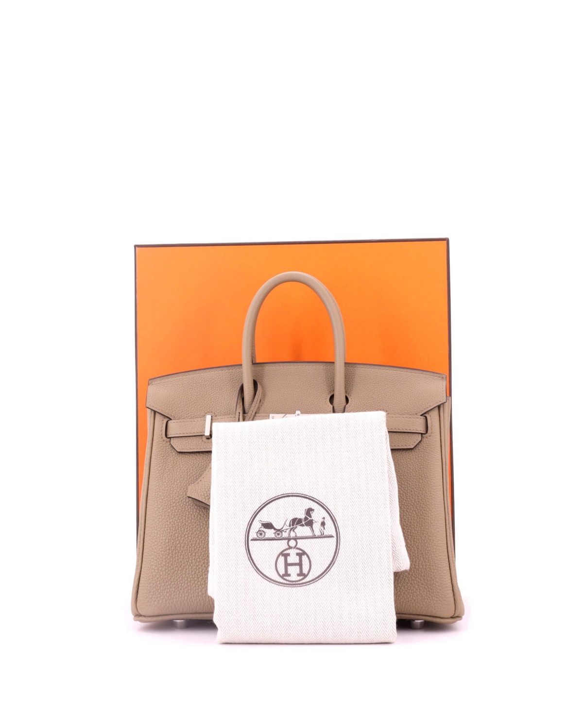 Pre-Owned HERMES Birkin 25 Handbag Brown Togo with Palladium Hardware