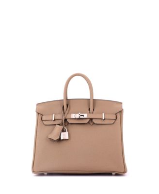 Birkin 25 Handbag Brown Togo with Palladium Hardware