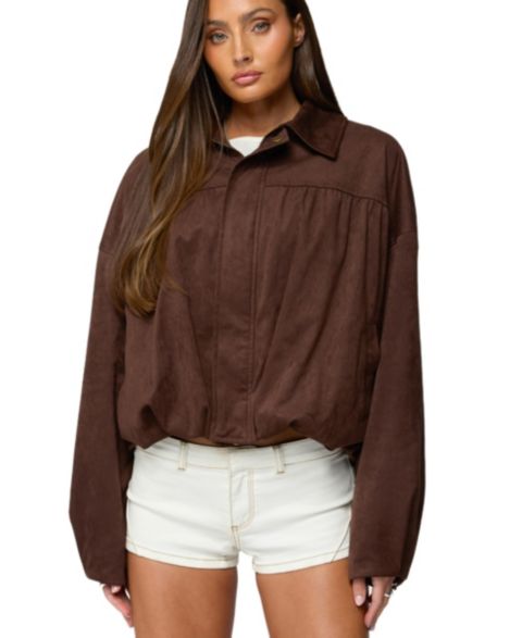 Женские куртки Edikted Alberta Faux Suede Bubble Jacket