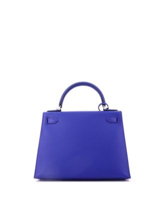 Kelly 28 Handbag Blue Epsom with Brushed Palladium Hardware