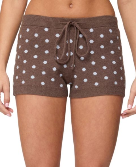 Женские шорты Edikted Kenny Polka Dot Knit, цвет: Коричневый