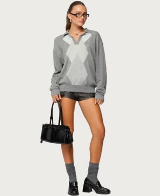 Women's Kati Argyle Oversized Polo Sweater
