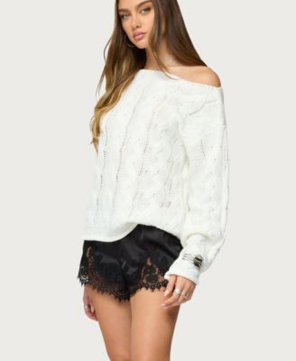 Women's Nellie Off Shoulder Cable Knit Sweater