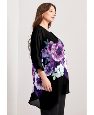 Women's Plus Size Printed Asymmetric Blouse