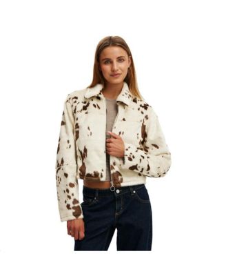 Women's Cow Faux Fur Jacket