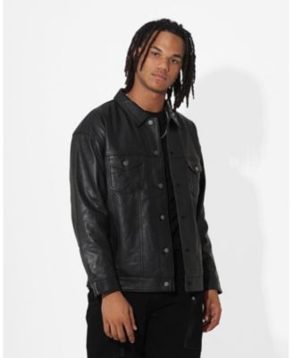 Men's Oversized Leather Trucker Jkt
