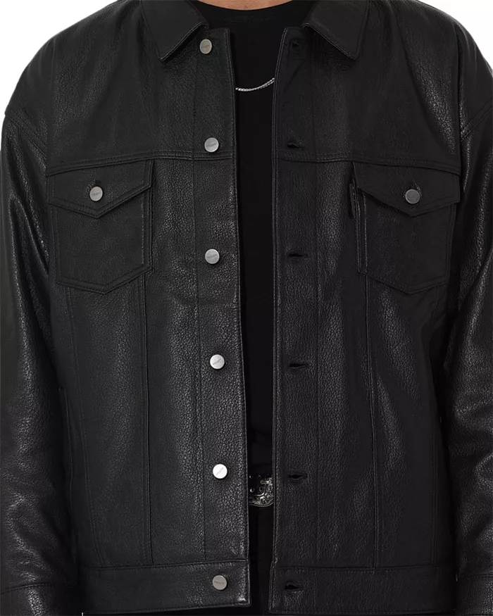 Men's Oversized Leather Trucker Jkt