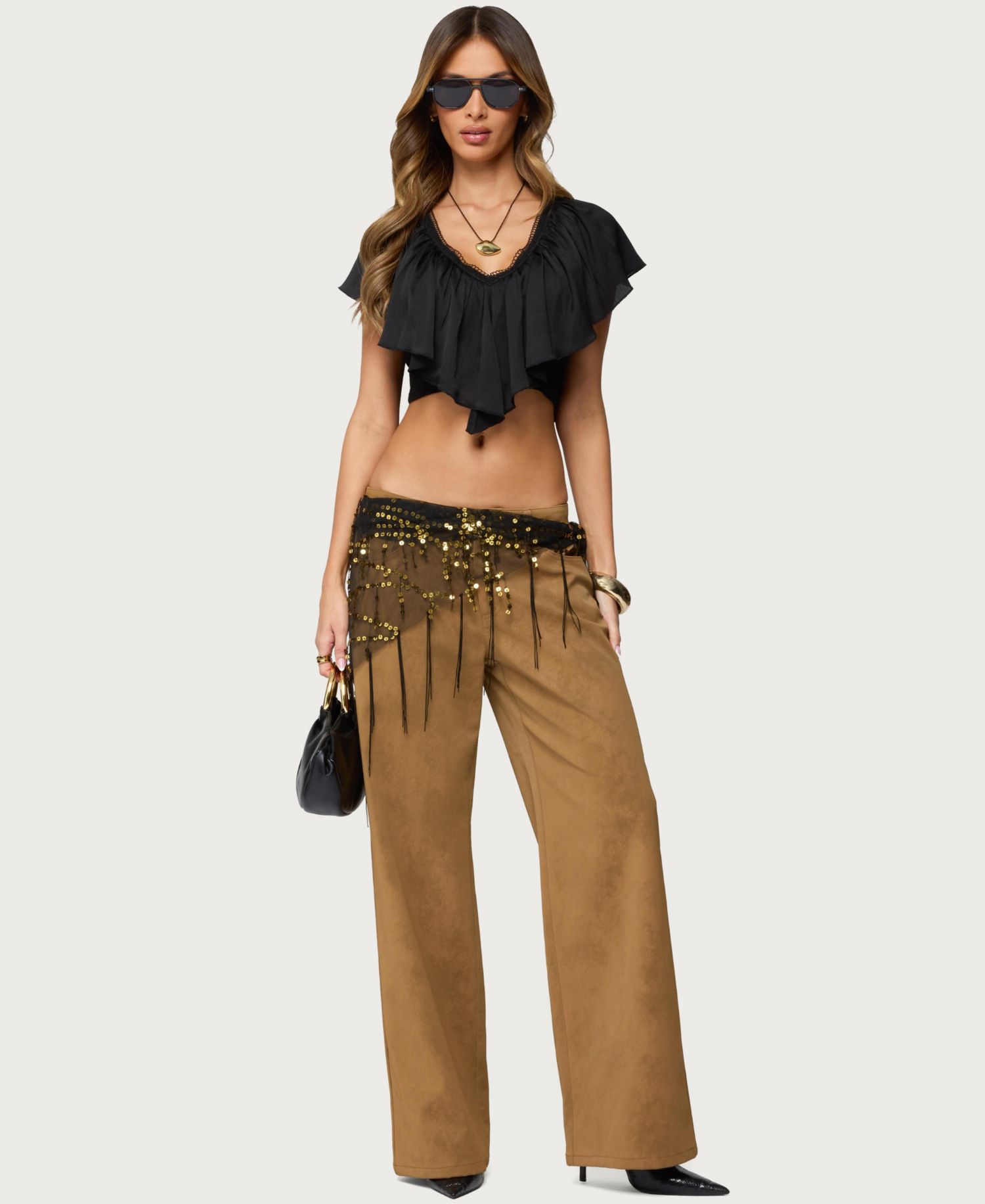 Women's Deena Ruffled V Neck Top