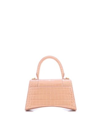 Small Hourglass Top Handle Bag Embossed Leather