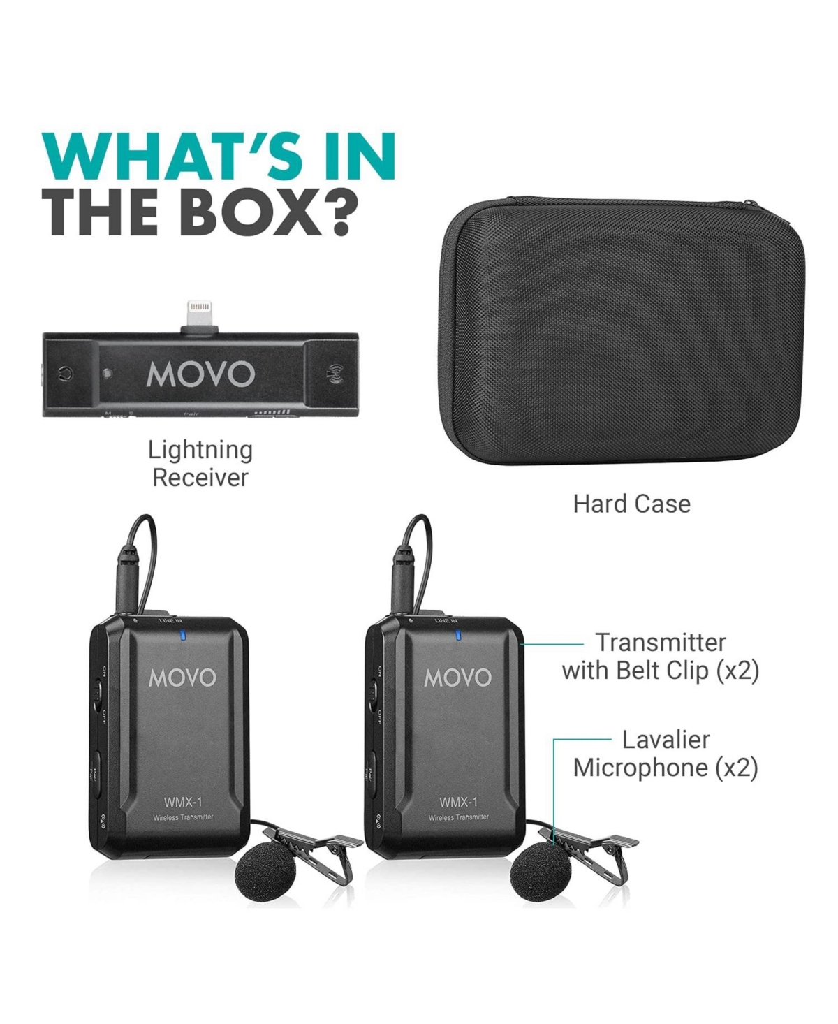 Movo Edge-di-duo Dual Wireless Lavalier Microphone System for iPhone & iPad (Lightning)