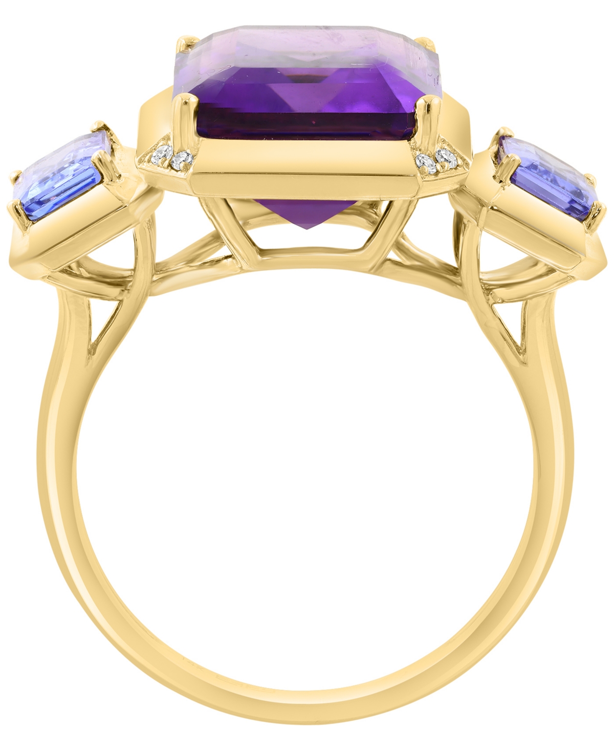 Effy Collection Diamond (0.03 ct. t.w.), Amethyst (5-1/2 ct. t.w.) & Tanzanite (1/2 ct. t.w.) Ring in 14k Gold Over Silver