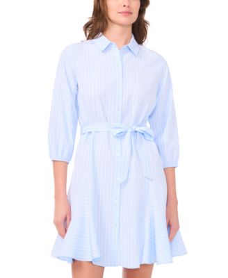 Women's Tie Waist Collared Neck Dress