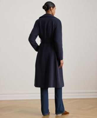 Women's Double Breasted Belted Crepe Trench Coat