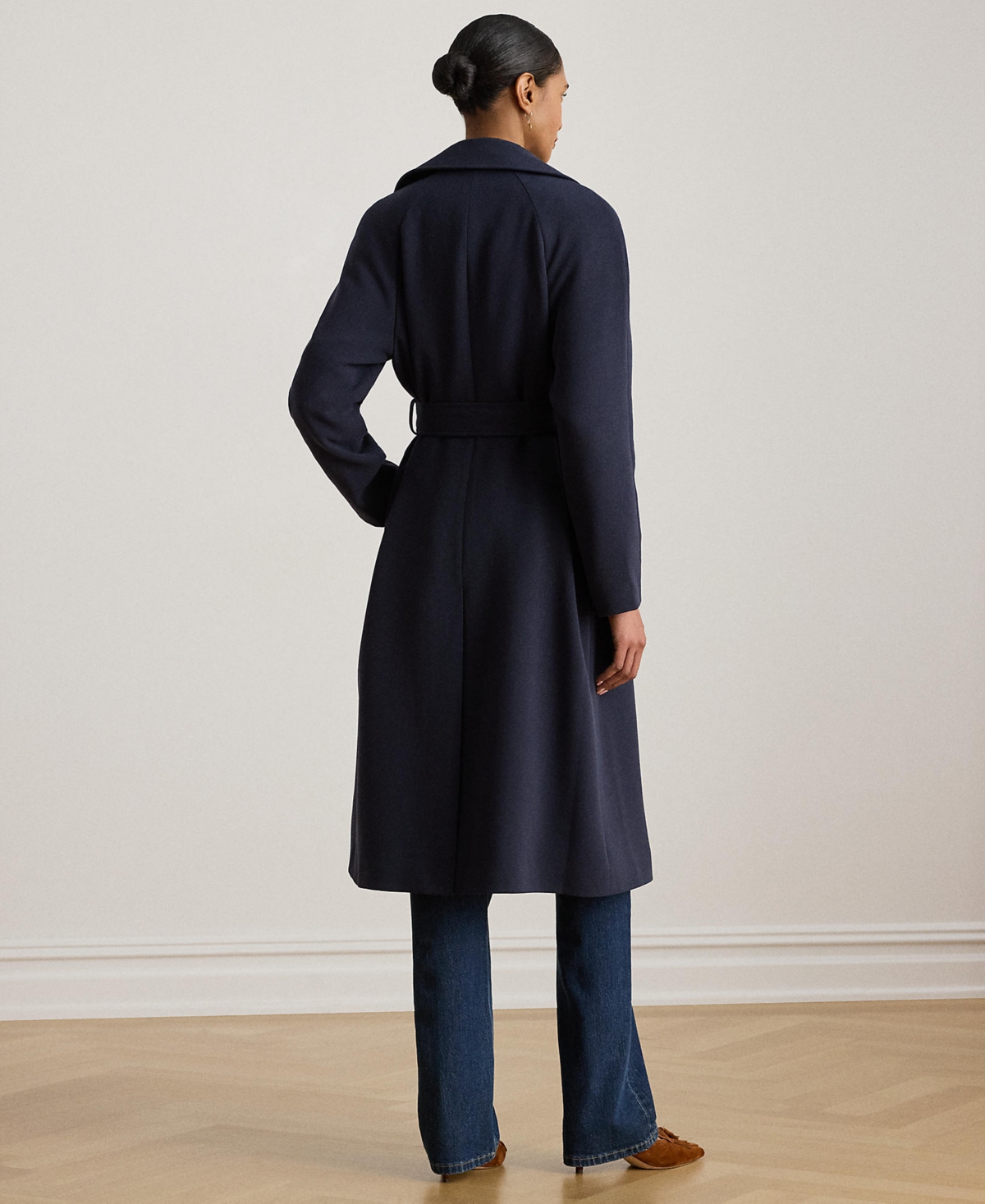 Lauren Ralph Women's Double Breasted Belted Crepe Trench Coat