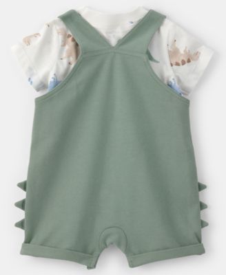 Carter's Baby Boys' Dinosaur Short-Sleeve T-Shirt and Spiked Shortall, 2-Piece Set