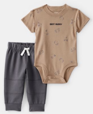 Baby Boys' Best Buddy Short-Sleeve Bodysuit and Jogger Pants, 2-Piece Set