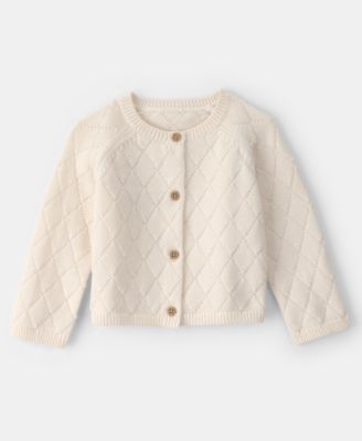 Baby Girls' Round Neck Front-Button Cardigan