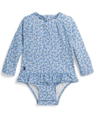 Baby Girls' Floral Ruffled One-Piece Rash Guard
