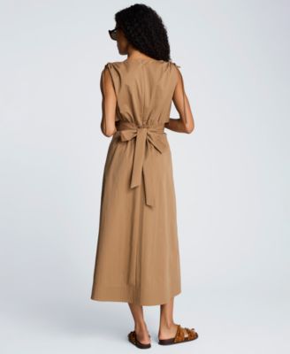 Women's Cotton Ruched Waist Midi Dress