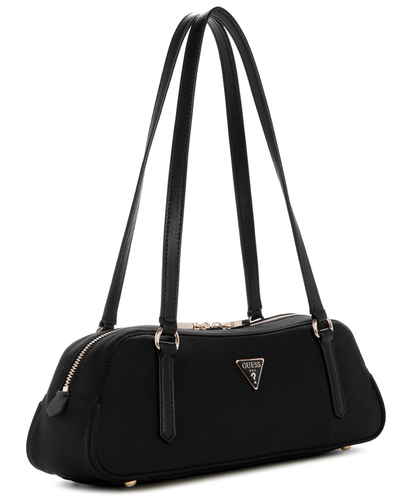 Женская сумка GUESS Gemma Medium Shoulder Satchel, цвет: Чёрный — фото 3