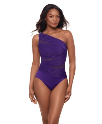 Women's Network Jena One-Shoulder Allover-Slimming One-Piece Swimsuit