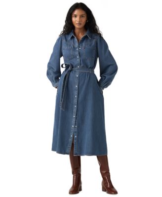 Women's Point Collar Long-Sleeve Dress